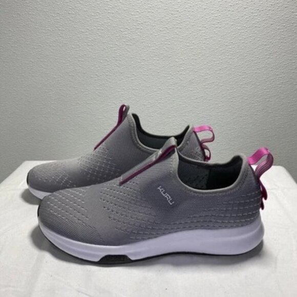 NEW KURU Atom Slip On Grey Pink Mesh Comfort Womens Size 9 Sneaker - Picture 6 of 6